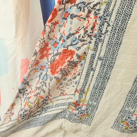 BCBGMaxAzria Abstract Floral Calin Shoulder Cutout Handkerchief Hem Top Size XXS - Picture 5 of 10